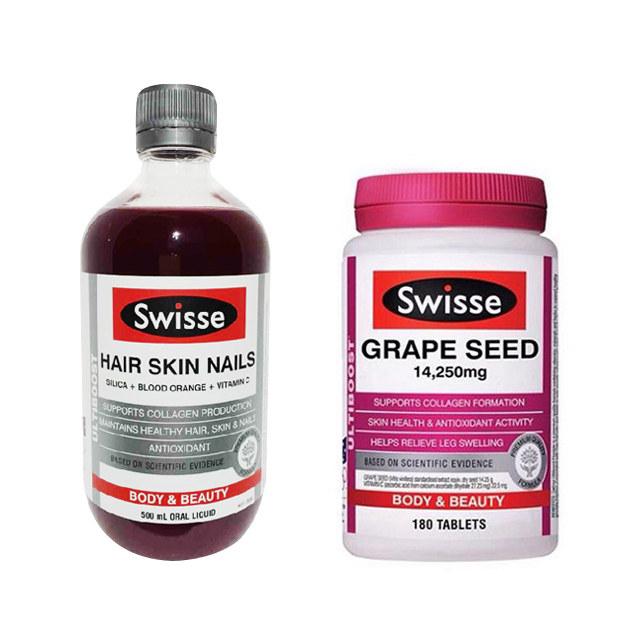 【澳洲直邮】swisse胶原蛋白液500ml swisse葡萄籽胶囊180粒