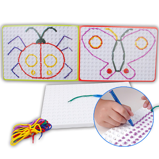 趣威文化 早教幼幼魔法粘线板 diy手工儿童穿线画板