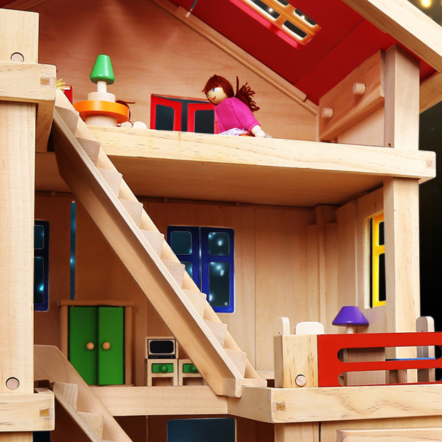onshine 儿童三层木制娃娃屋大型别墅房子
