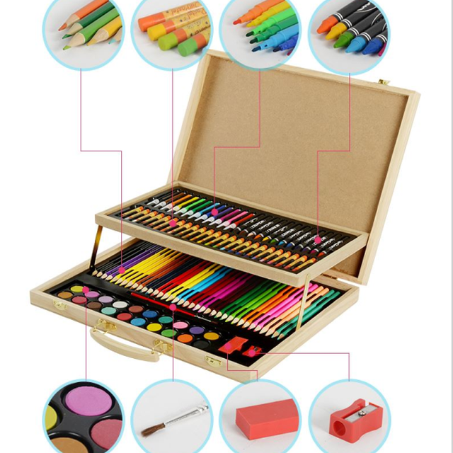 康大 儿童画笔套装学习画画工具绘画套装文具礼盒a199426 108件木盒