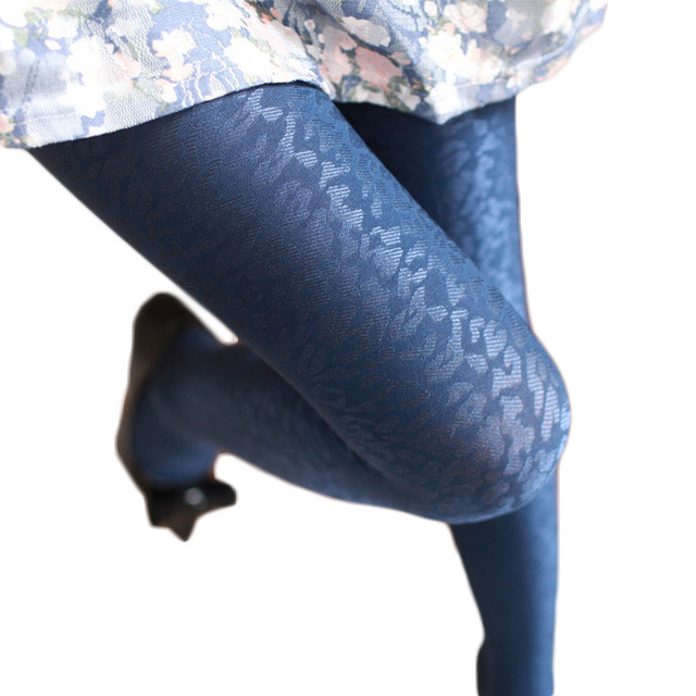 ikewa艾可娃新款豹纹时尚提花120d皮绒缎连裤袜