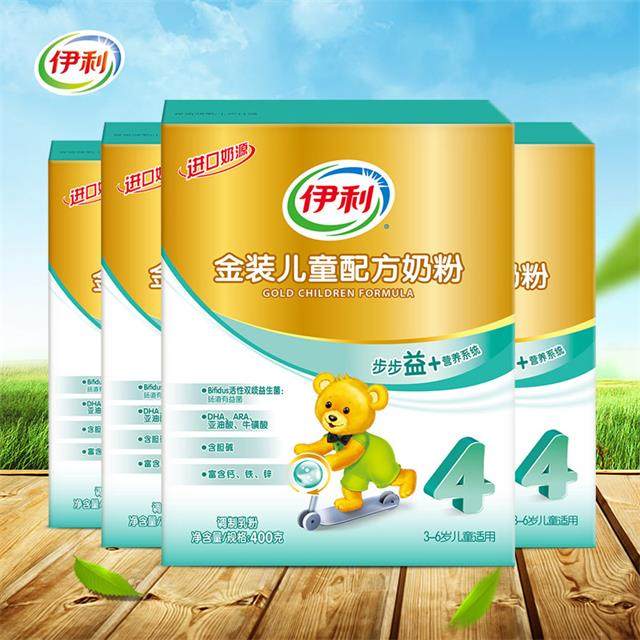 伊利奶粉 金装儿童配方奶粉4段400克*4盒(3-6岁儿童适用)