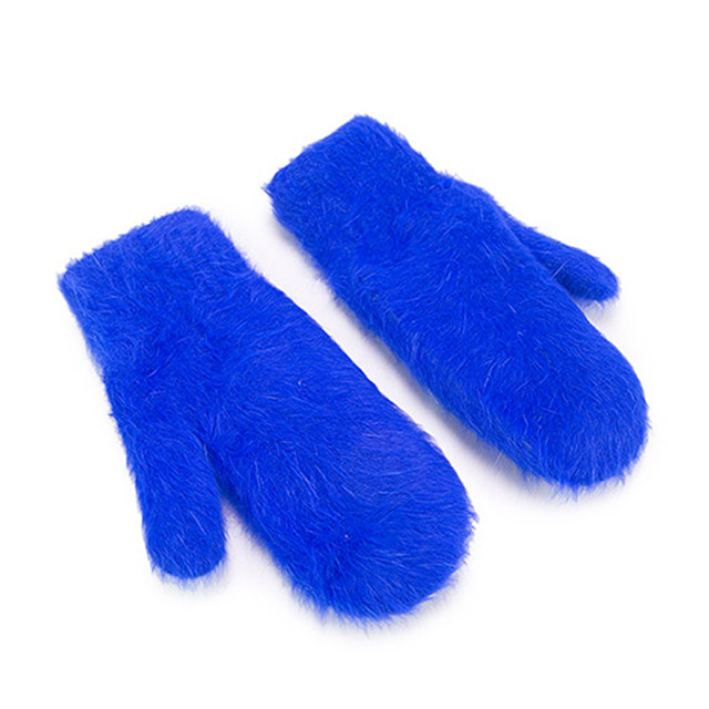 ikewa艾可娃 香蕉巧克力豆兔毛加厚保暖防风巴掌手套均码